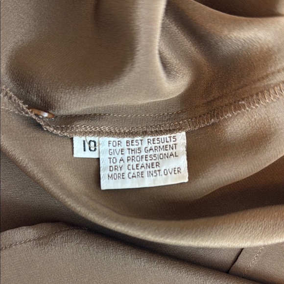 Vintage Calvin Klein Brown Ruffled 100% Silk Blouse with Cuffed Sleeves Small - Picture 5 of 8